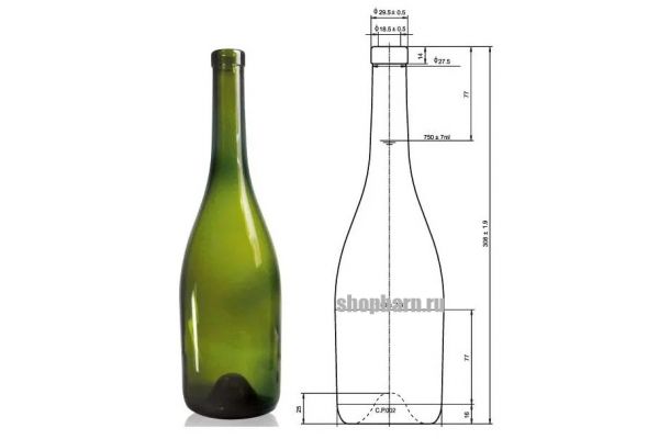 Бутылка для шампанского (игристых вин) "Крю" 0,75