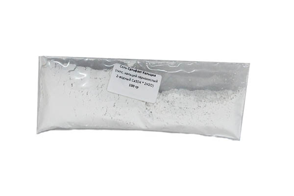 Соль Сульфат кальция (гипс, кальций сернокислый 2-водный CaSO4 2H2O) 100 гр